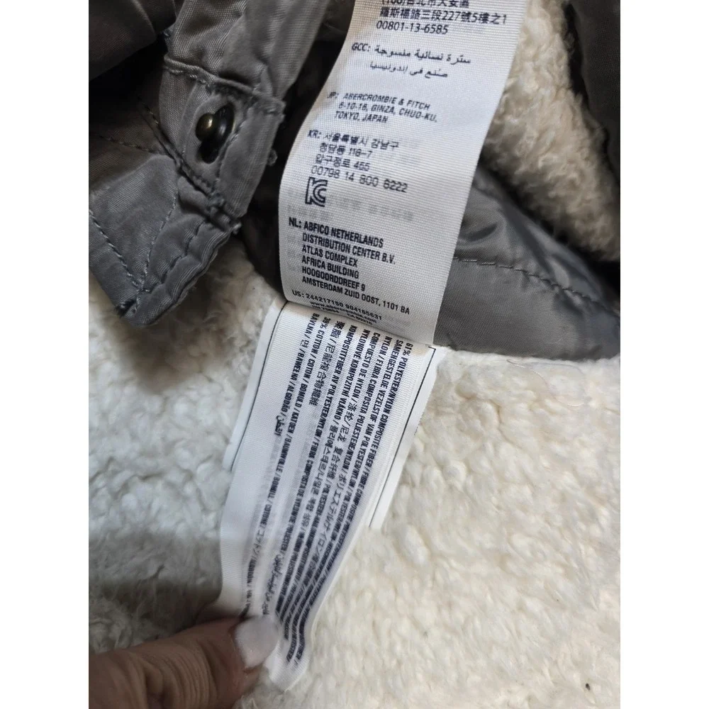 Abercrombie Fitch Kids Girls Hooded Jacket Parka Coat Size 15-16 Faux Fur Gray